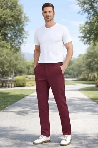 ESSYSHE Men’s Chinos Pants Casual Khaki Slim Fit Pants Stretch Tapered Slacks - 3
