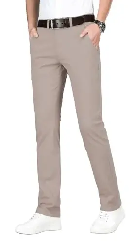 ESSYSHE Men’s Chinos Pants Casual Khaki Slim Fit Pants Stretch Tapered Slacks - 1