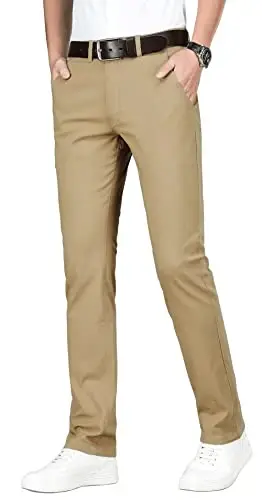 ESSYSHE Men’s Chinos Pants Casual Khaki Slim Fit Pants Stretch Tapered Slacks - 3
