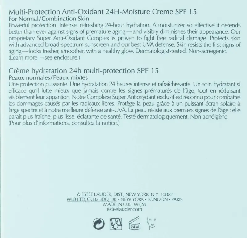 Estee Lauder DayWear Multi Protection Anti Oxidant 24H Moisture Creme SPF 15 barcha teri turlari uchun 1.7 oz - 5