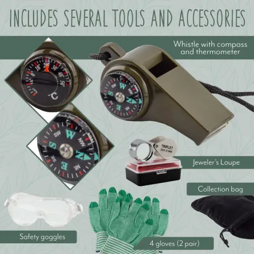 Esterno Rockhound & Rock Mining Kit (Deluxe 15-Piece Set); Rockhound Set Includes Hammer, Chisels, Musette Bag and Accessories - 3