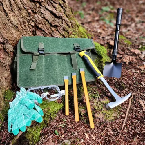 Esterno Rockhound & Rock Mining Kit (Deluxe 15-Piece Set); Rockhound Set Includes Hammer, Chisels, Musette Bag and Accessories - 7