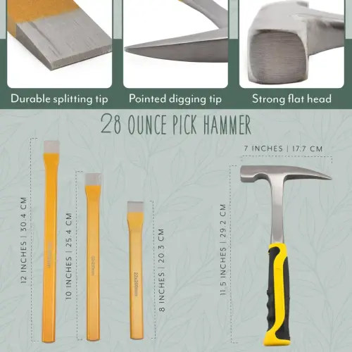 Esterno Rockhound & Rock Mining Kit (Deluxe 15-Piece Set); Rockhound to'plamiga bolg'a, kaltaklar, muşama sumkasi va aksessuarlar kiradi - 6