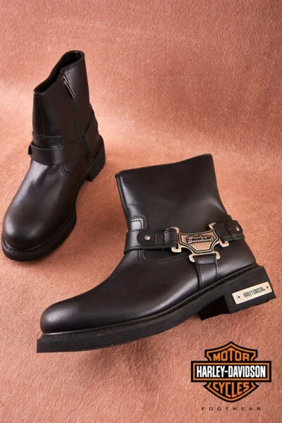 Estes Black Leather Men's Boots - HARLEY DAVIDSON
