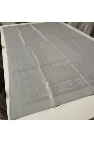 ETAMİN İŞLEMELİK TEK SECCADE VE KÜÇÜK BÜYÜK HAVLU . İŞLEMELİK SECCADE VE HAVLU 3 LÜ SET.-GRİ - 6