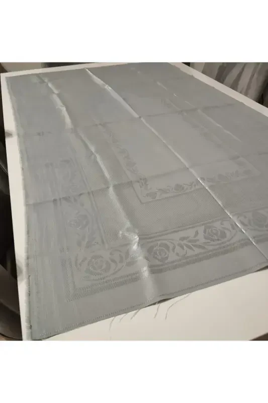 ETAMİN İŞLEMELİK TEK SECCADE VE KÜÇÜK BÜYÜK HAVLU . İŞLEMELİK SECCADE VE HAVLU 3 LÜ SET.-GRİ - 6