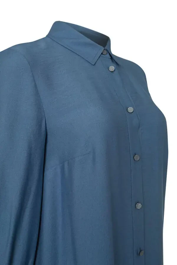 Etek Uchi Volanli Tunik-Indigo - 2