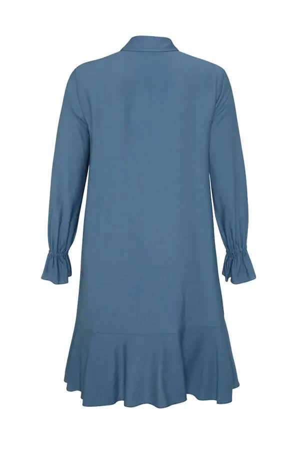 Etek Uchi Volanli Tunik-Indigo - 3