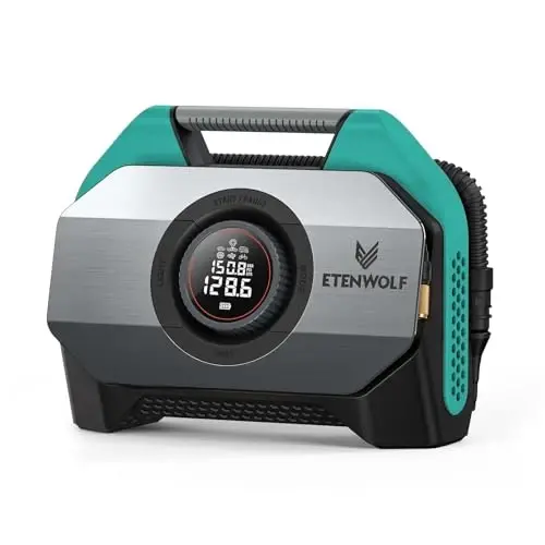 ETENWOLF Vortex S6 Tire Inflator Portable Air Compressor for Heavy-Duty Vehicles, Cordless Air Pump for Car & Inflatables with 19200 mAh Battery, 100% Duty Cycle & Dual Cylinder Bike Pump, Dark Cyan - 1