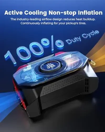 ETENWOLF Vortex S6SE simsiz shina nasosi Portativ havo kompressori, 15600 mAh batareyali avtomobil shinalari uchun 160 PSI havo pompasi, 100% ish sikli va qo'sh silindrli, og'ir yuk mashinalari uchun havo pompasi, qizil - 6