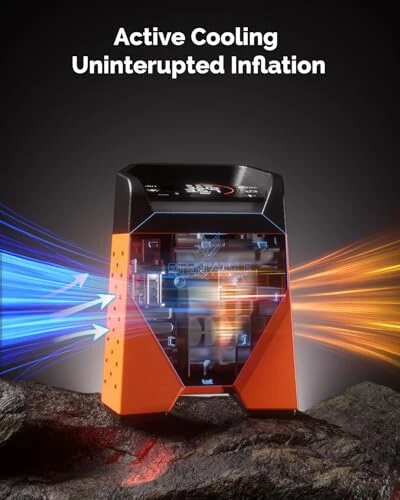 ETENWOLF ZEPHYR S3 Tire Inflator Portable Air Compressor, 1 Min Fast Inflation and 100% Duty Cycle, 160 PSI Air Pump for Cars, SUVs, Bikes, Balls (Vivid Orange) - 4