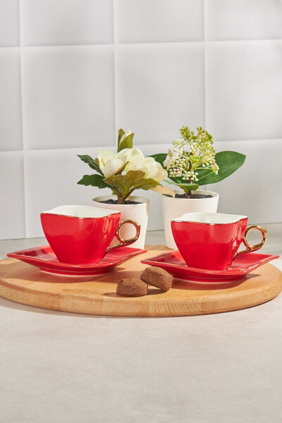 Eternal Love 2 Person Coffee Cup Set Red 100 ml - EMSAN (1)