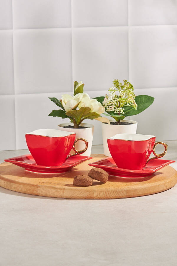 Eternal Love 2 Person Coffee Cup Set Red 100 ml - 2