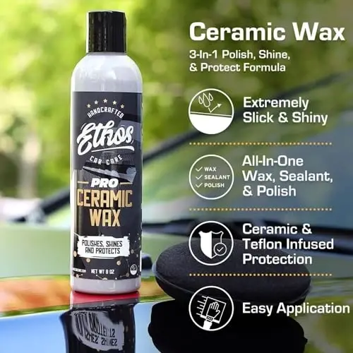 Ethos Ceramic Wax - Aerospace Coating Protection | Ceramic Polish and Top Ceramic Coat | Ceramic Car Coating | Slick, Hydrophobic Finish - 1