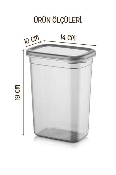 Etiketli 1500 ml 4lü Peggy Dikdörtgen Deterjan Saklama Kabı Seti Antrasit-Antrasit - VIENEV (1)