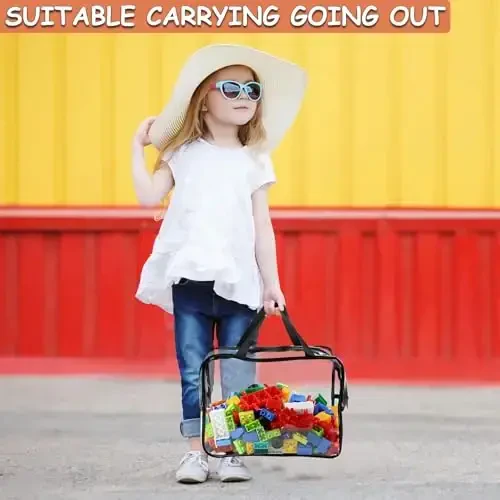 6 Packs Large Toy Storage Bags with Labels, Reusable Clear PVC Board Game Storage, Travel Waterproof Organizer Bags with Zipper for Building Blocks, Puzzle, Kids Books(3 large & 3 Extra Large) - 7