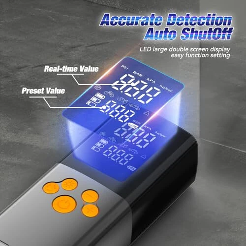 Etitlly Tire Inflator Portable Air Compressor,150PSI Air Pump for Car Tires,7800mAH Battery,3X Faster Inflation Electric Air Pump with Digital Pressure Gauge and Led light,for Car,Motorcycle,Bike,Ball - 5