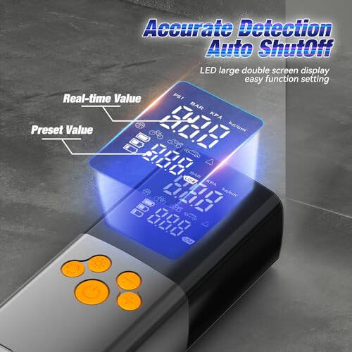 Etitlly Tire Inflator Portable Air Compressor,150PSI Air Pump for Car Tires,7800mAH Battery,3X Faster Inflation Electric Air Pump with Digital Pressure Gauge and Led light,for Car,Motorcycle,Bike,Ball - 5