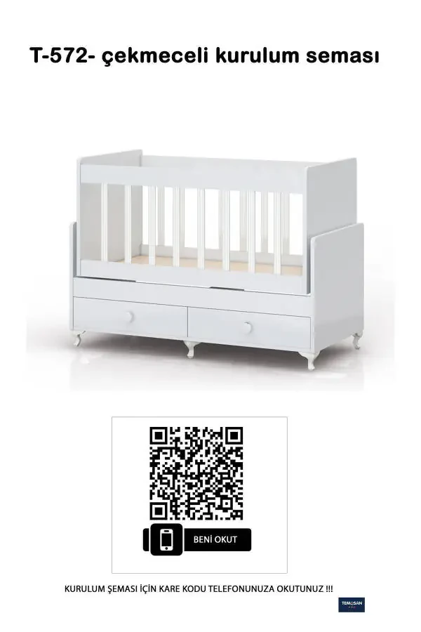 Ётоқли, тебранувчи, она ёнидаги чақалоқ бешиги 60 x 120 - 5