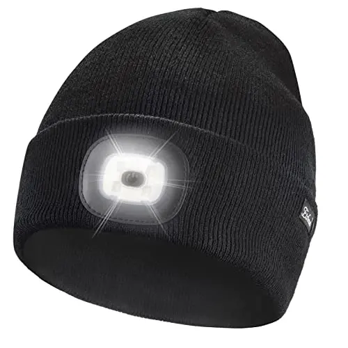 Etsfmoa Unisex Beanie with The Light Gifts for Men Dad Father USB Rechargeable Caps - 2