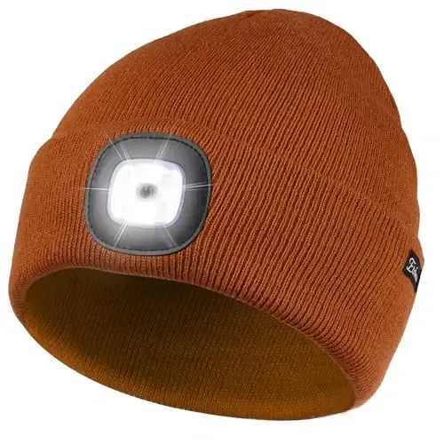 Etsfmoa Unisex Beanie with The Light Gifts for Men Dad Father USB Rechargeable Caps - 1