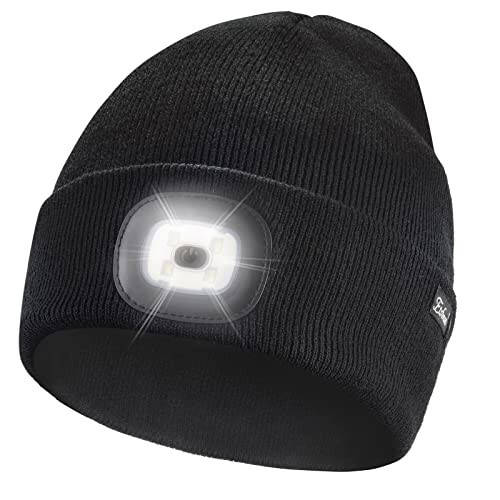 Etsfmoa Unisex Beanie with The Light Gifts for Men Dad Father USB Rechargeable Caps - 1