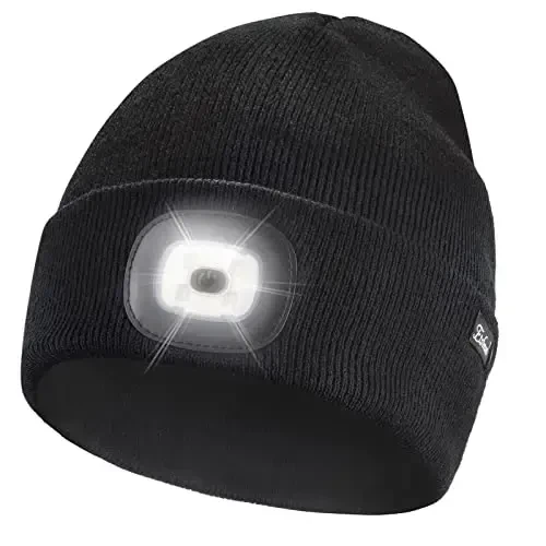 Etsfmoa Unisex Beanie with The Light Gifts for Men Dad Father USB Rechargeable Caps - 2