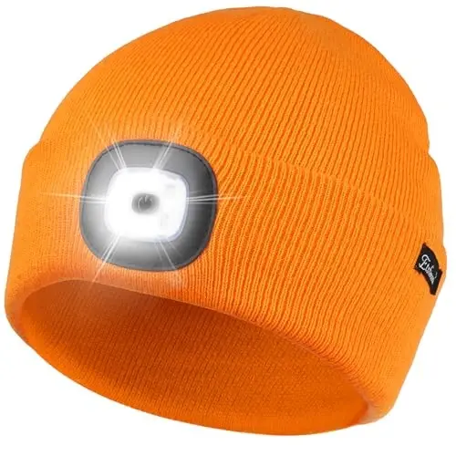 Etsfmoa Unisex Beanie with The Light Gifts for Men Dad Father USB Rechargeable Caps - 2