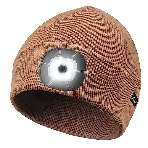 Etsfmoa Unisex Beanie with The Light Gifts for Men Dad Father USB Rechargeable Caps - 1