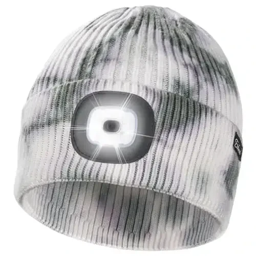 Etsfmoa Unisex Beanie with The Light Gifts for Men Dad Father USB Rechargeable Caps - 1