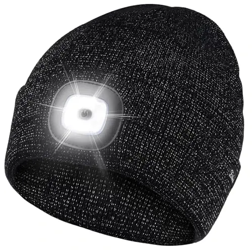 Etsfmoa Unisex Beanie with The Light Gifts for Men Dad Father USB Rechargeable Caps - ETSFMOA