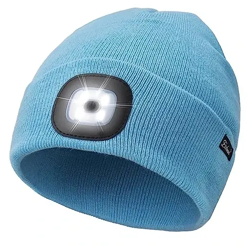 Etsfmoa Unisex Beanie with The Light Gifts for Men Dad Father USB Rechargeable Caps 