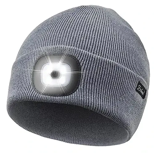 Etsfmoa Unisex Beanie with The Light Gifts for Men Dad Father USB Rechargeable Caps - ETSFMOA