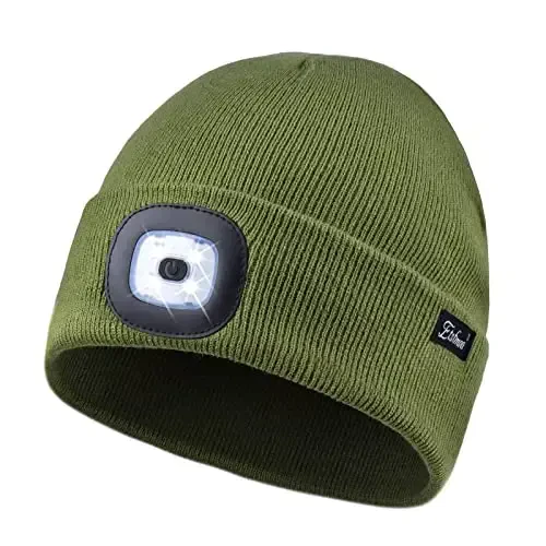 Etsfmoa Unisex Beanie with The Light Gifts for Men Dad Father USB Rechargeable Caps 