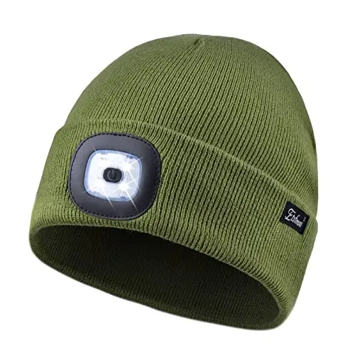 Etsfmoa Unisex Beanie with The Light Gifts for Men Dad Father USB Rechargeable Caps - ETSFMOA