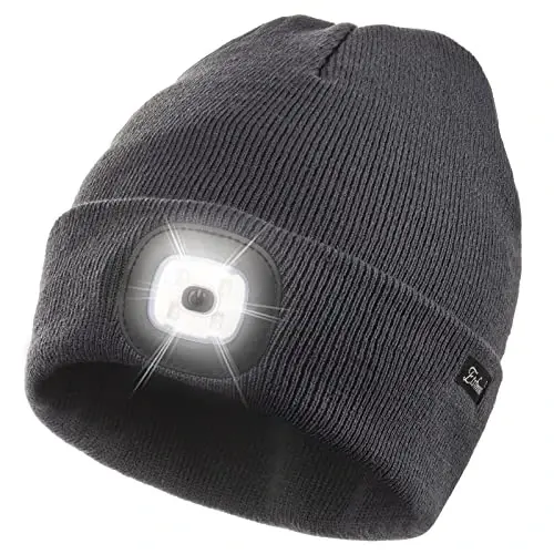 Etsfmoa Unisex Beanie with The Light Gifts for Men Dad Father USB Rechargeable Caps - ETSFMOA
