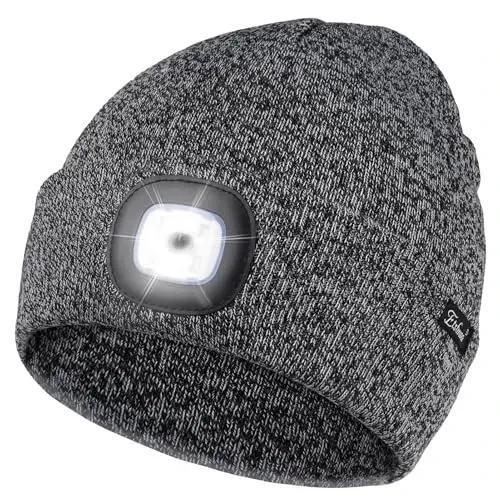 Etsfmoa Unisex Beanie with The Light Gifts for Men Dad Father USB Rechargeable Caps 