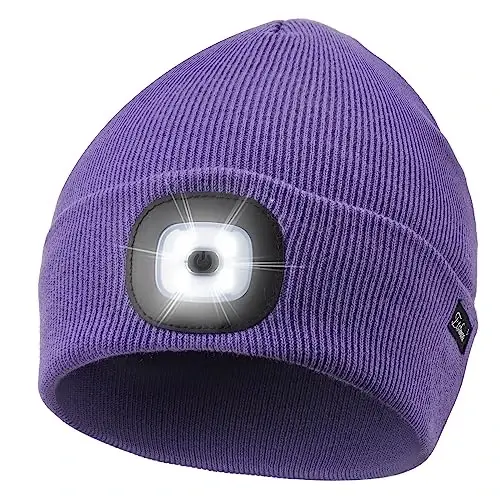Etsfmoa Unisex Beanie with The Light Gifts for Men Dad Father USB Rechargeable Caps - 1