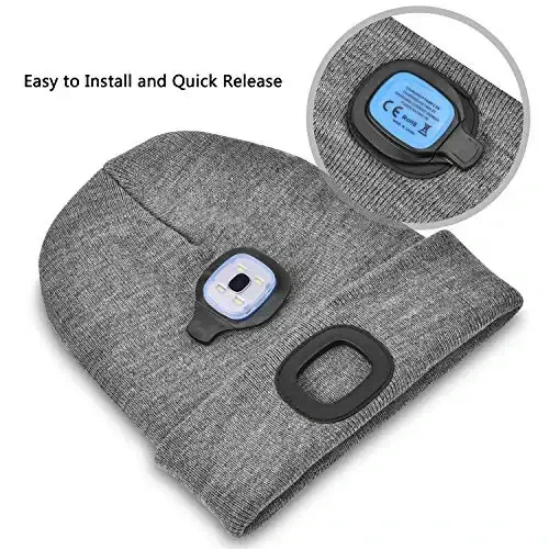 Etsfmoa Unisex Beanie with The Light Gifts for Men Dad Father USB Rechargeable Caps - 3
