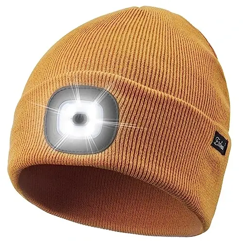 Etsfmoa Unisex Beanie with The Light Gifts for Men Dad Father USB Rechargeable Caps - 1