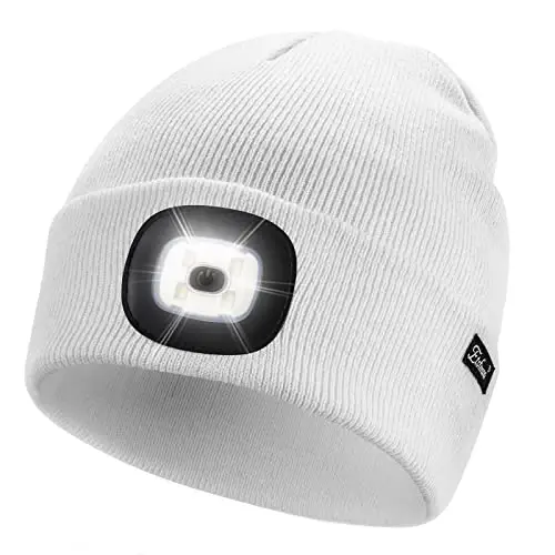 Etsfmoa Unisex Beanie with The Light Gifts for Men Dad Father USB Rechargeable Caps 