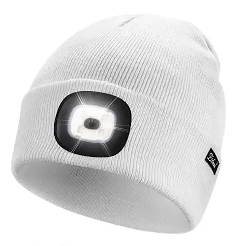 Etsfmoa Unisex Beanie with The Light Gifts for Men Dad Father USB Rechargeable Caps - ETSFMOA