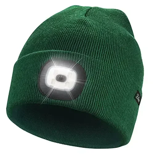 Etsfmoa Unisex Beanie with The Light Gifts for Men Dad Father USB Rechargeable Caps 