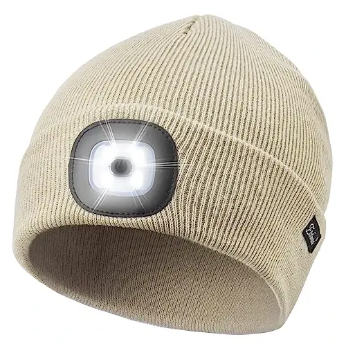 Etsfmoa Unisex Beanie with The Light, Gifts for Men Dad Father Winter Caps | Hands Free Lighted Hat,Soft Warm and Comfortable , Ideal for walking the dog and working outdoors at night - 1