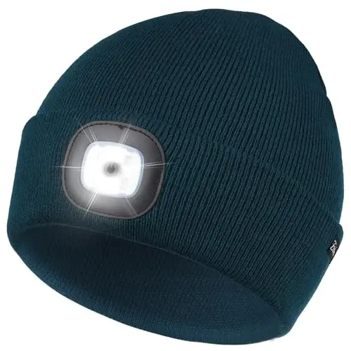 Etsfmoa Unisex Beanie with The Light, Gifts for Men Dad Father Winter Caps | Hands Free Lighted Hat,Soft Warm and Comfortable , Ideal for walking the dog and working outdoors at night - 1
