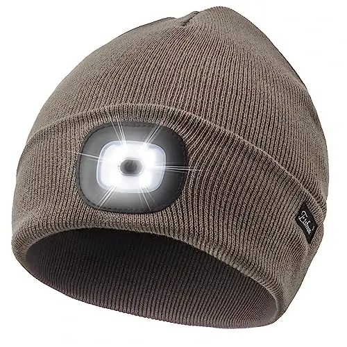 Etsfmoa Unisex Beanie with The Light, Gifts for Men Dad Father Winter Caps | Hands Free Lighted Hat,Soft Warm and Comfortable , Ideal for walking the dog and working outdoors at night - 1