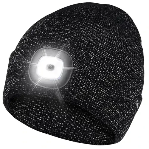 Etsfmoa Unisex Beanie with The Light Gifts for Men Dad Father USB Rechargeable Caps 