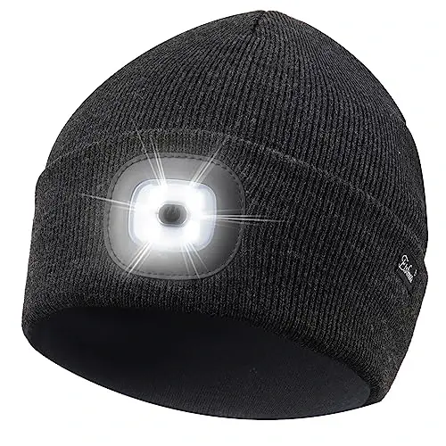 Etsfmoa Unisex Beanie with The Light Gifts for Men Dad Father USB Rechargeable Caps - ETSFMOA