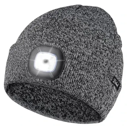 Etsfmoa Unisex Beanie with The Light Gifts for Men Dad Father USB Rechargeable Caps - ETSFMOA