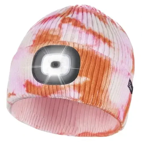 Etsfmoa Unisex Beanie with The Light Gifts for Men Dad Father USB Rechargeable Caps 